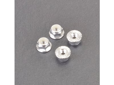 MK5485S M4 Alloy Serrated Nyloc Nuts - Silver - 4pcs
