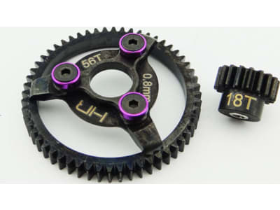 STE256 Steel Pinion and Spur Gear Set  18t / 56t 32p  Purple  - TRA