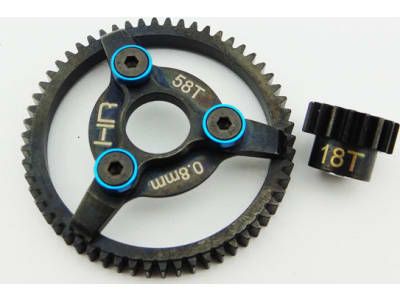 STE258 Steel Pinion and Spur Gear Set  18t / 58t 32p  Blue  - TRA