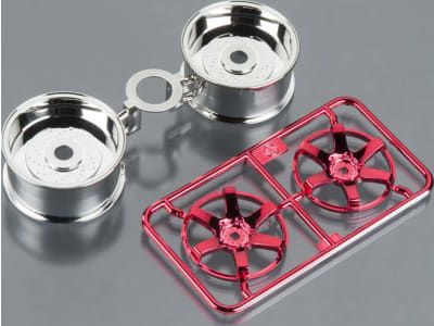 TAM54552 Red-Plated 2-Piece 6-Spoke Wheels 26mm Offset +4