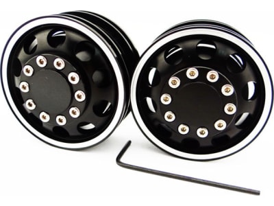 TTR114F01 Black Aluminum 1 / 14 Tamiya Tractor Front Wheel