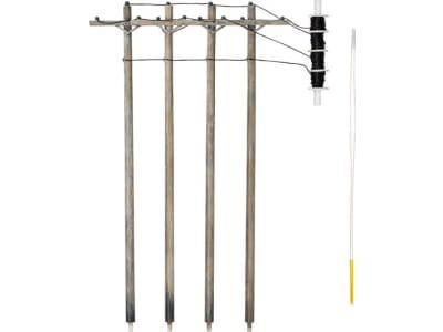 WOOUS2265 HO Wired Poles Single Crossbar
