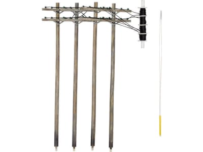 WOOUS2266 HO Wired Poles Double Crossbar