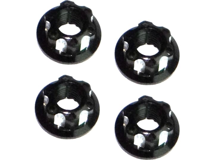 Xspede LN5X01 Black Aluminum M5 Serrated Flange Wheels Nuts 4