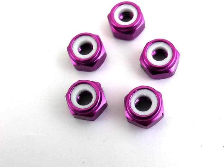 Xspede LNM407 M4 Aluminum Locknuts with Nylon Inserts 5 Purple