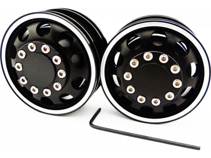 Xspede TTR114F01 Black Aluminum 1 / 14 Tamiya Tractor Front Wheel