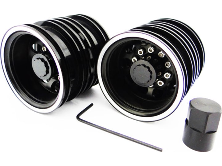 Xspede TTR114R01 Black Aluminum 1 / 14 Tamiya Tractor Rear Wheels