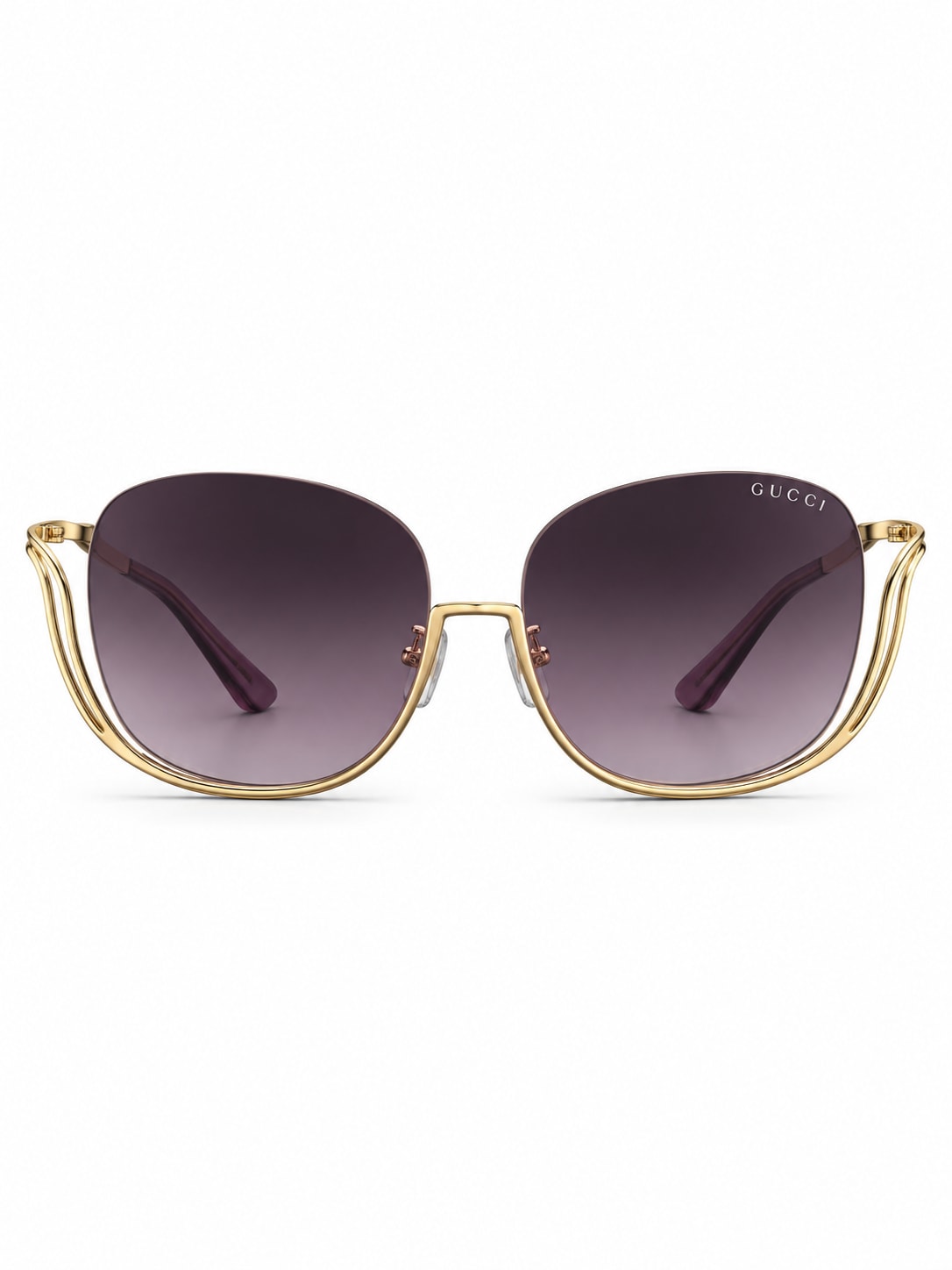GUCCI GOLD OVERSIZED VIOLET GRADIENT SUNGLASSES