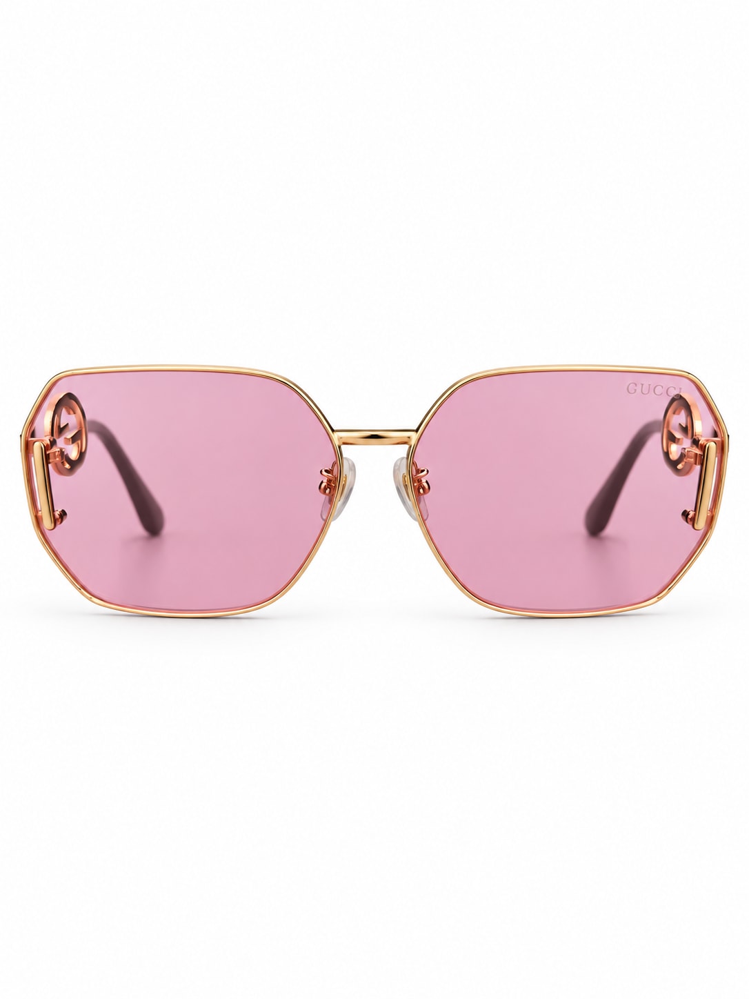 GUCCI GOLD PINK AVIATOR SUNGLASSES