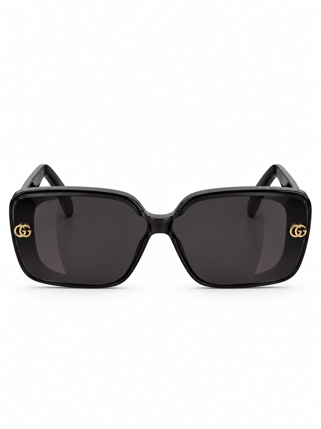 GUCCI BLACK SQUARE STRIPED TEMPLE SUNGLASSES