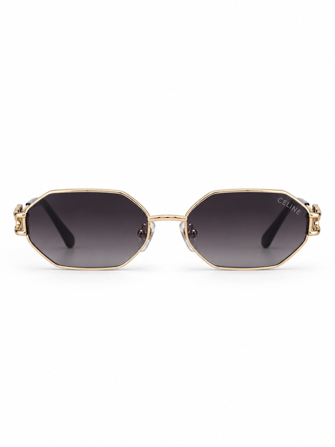 CELINE GOLD OVAL GREY LENS SUNGLASSES