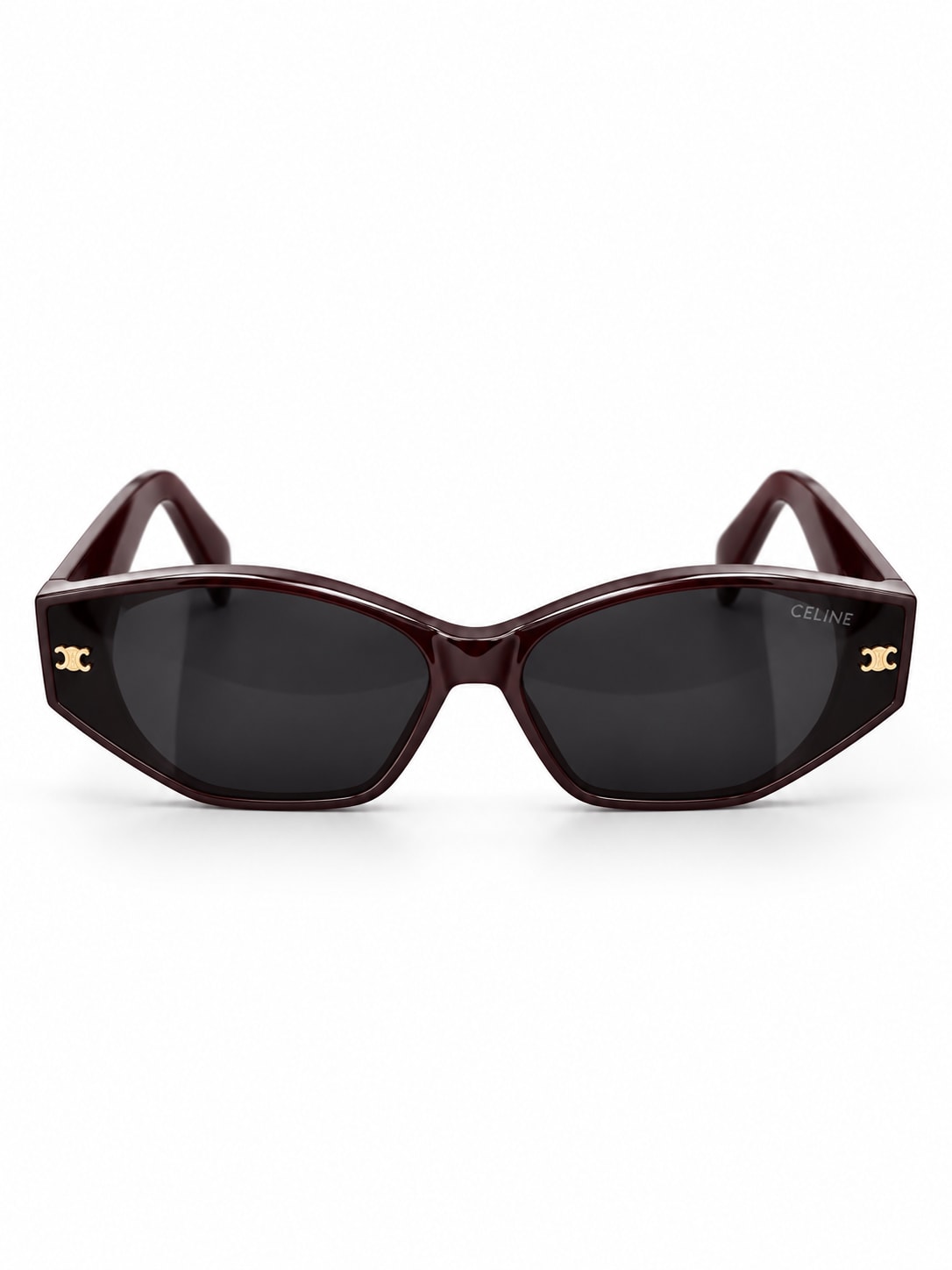 CELINE BURGUNDY ROUNDED CAT EYE SUNGLASSES