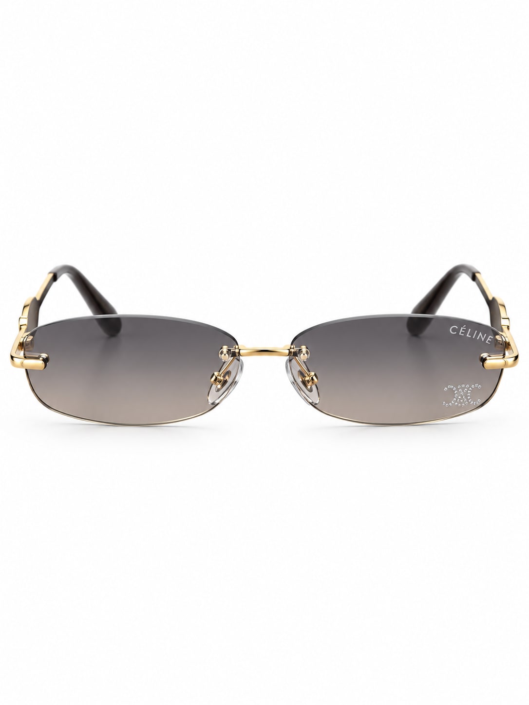 CELINE SILVER RIMLESS GREEN TEMPLE SUNGLASSES