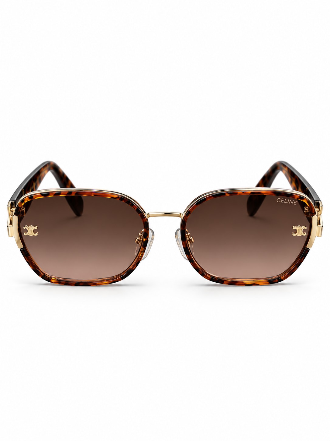 CELINE TORTOISE GOLD ROUNDED AVIATOR SUNGLASSES