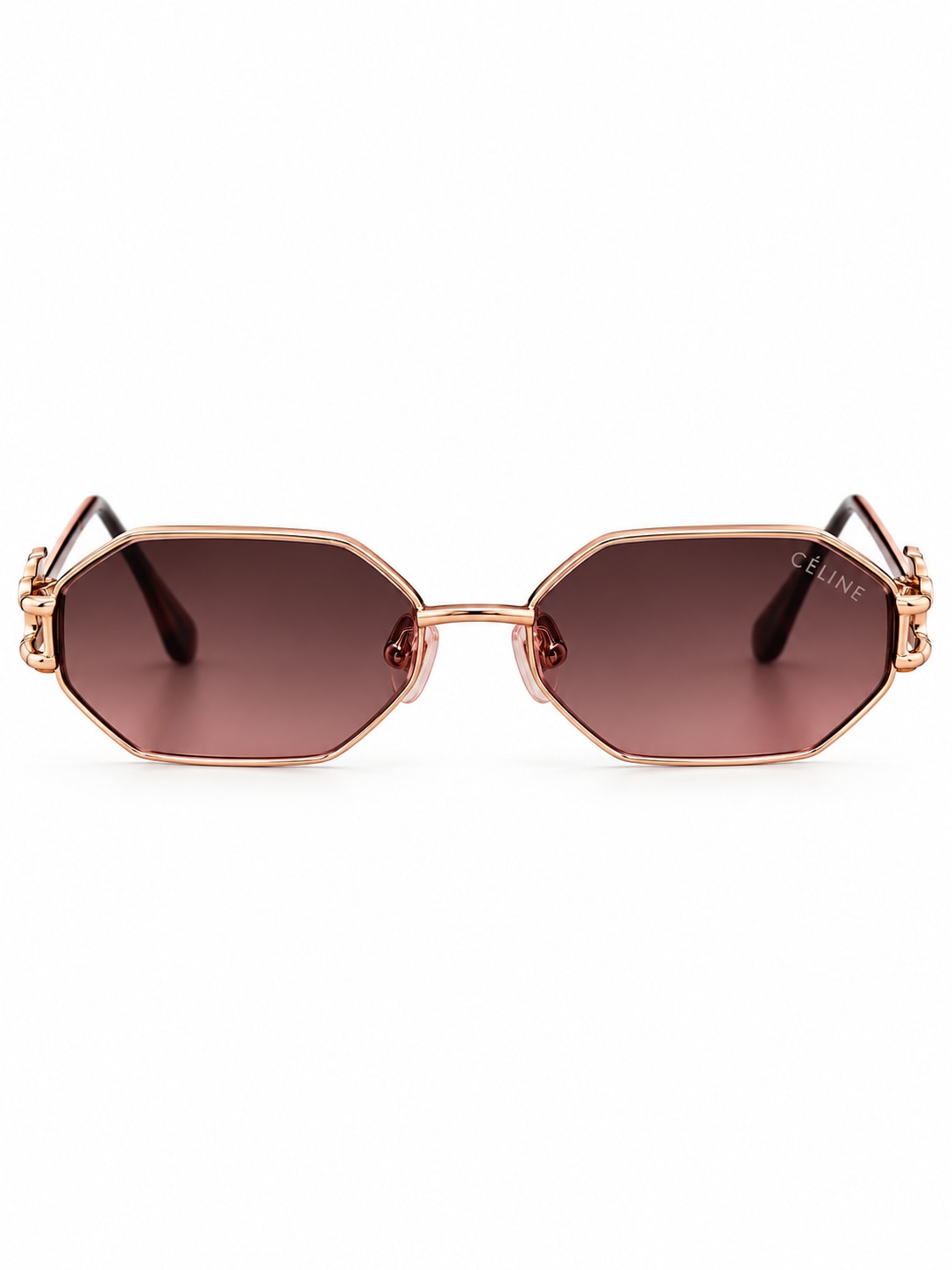 CELINE ROSE GOLD POLYGON RIMLESS SUNGLASSES