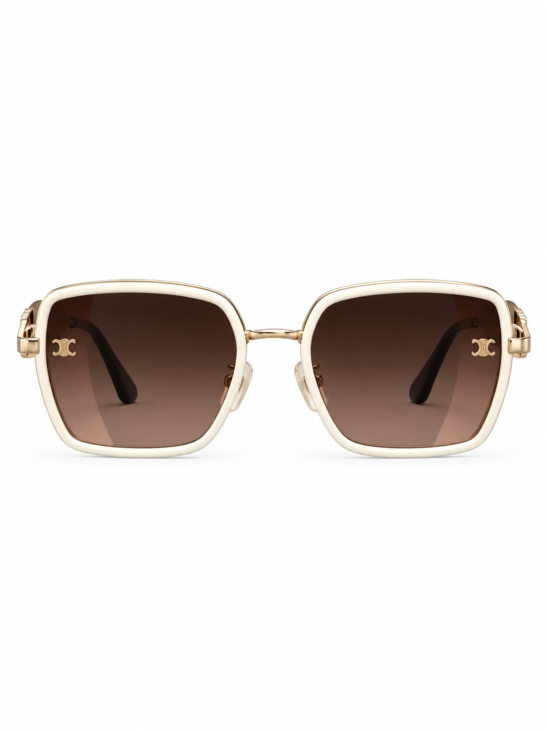 CELINE CREAM GOLD RECTANGULAR SUNGLASSES