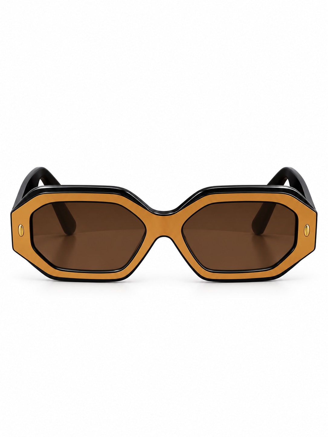 GUCCI BLACK AMBER OCTAGONAL SUNGLASSES