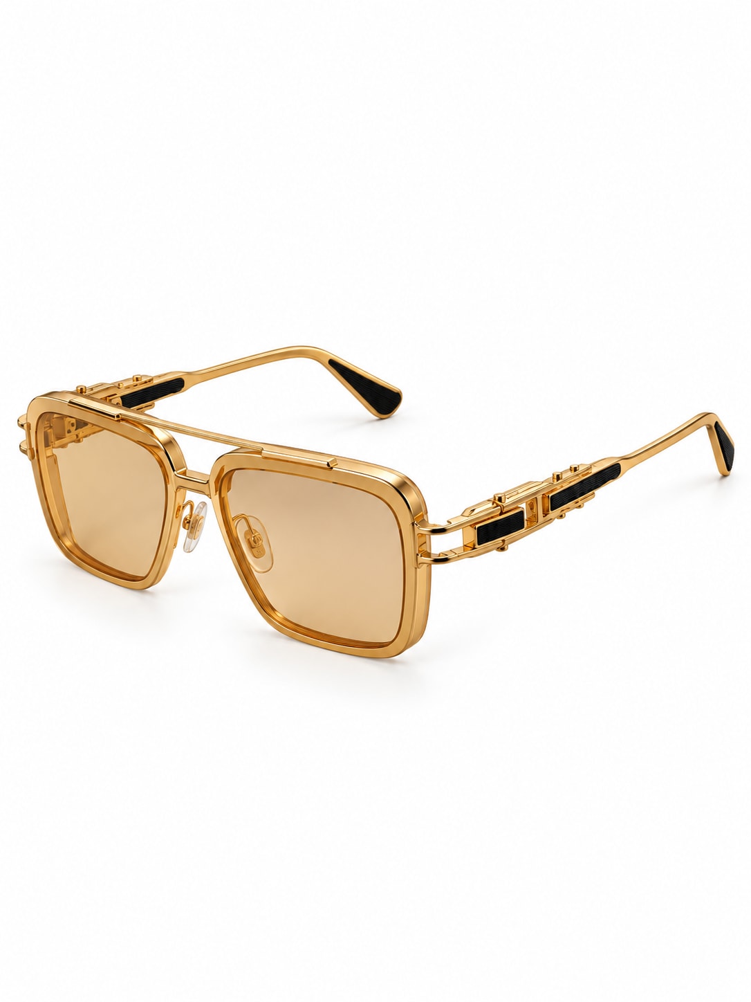 GOLD RECTANGULAR DECORATIVE TEMPLE OPTICAL FRAMES