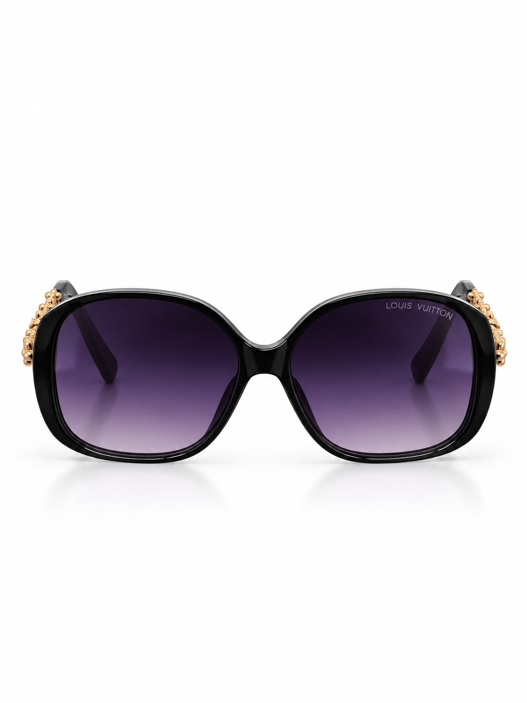 LOUIS VUITTON BLACK GOLD-FLOWER ROUND SUNGLASSES