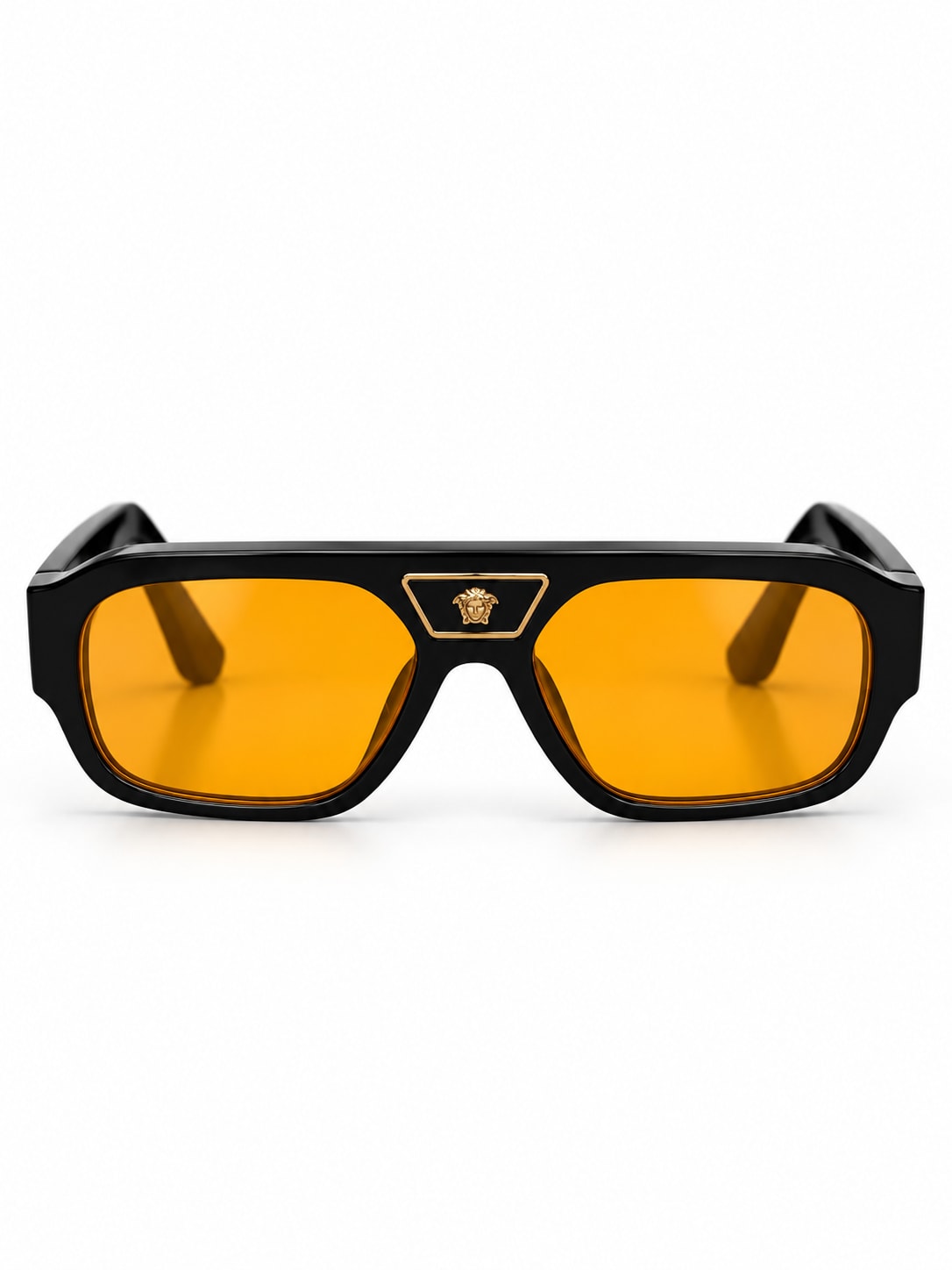 VERSACE VE4508U DOUBLE-BRIDGE SUNGLASSES (BLACK / YELLOW)
