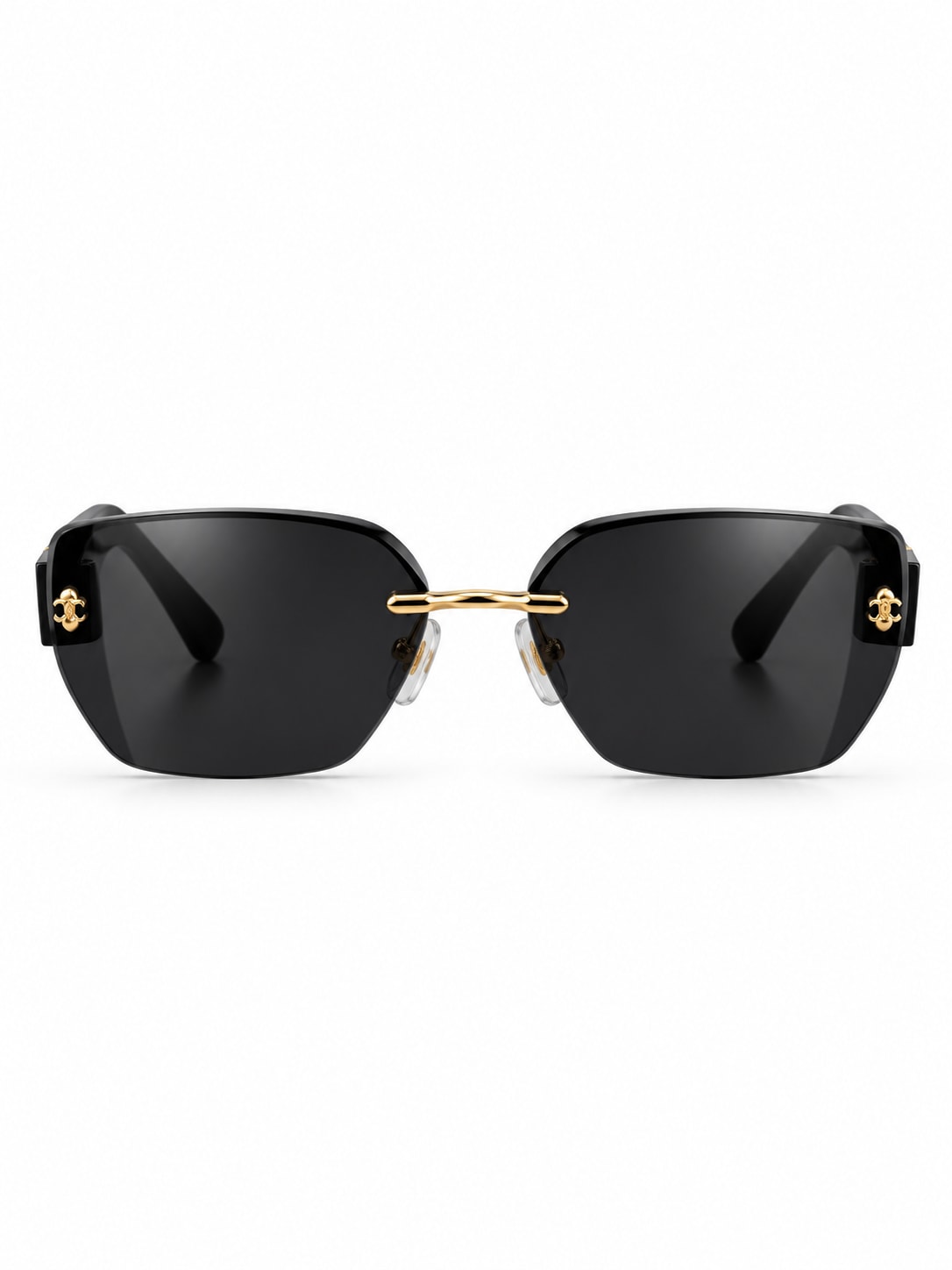 CHANEL BLACK RIMLESS QUILTED-TEMPLE SUNGLASSES