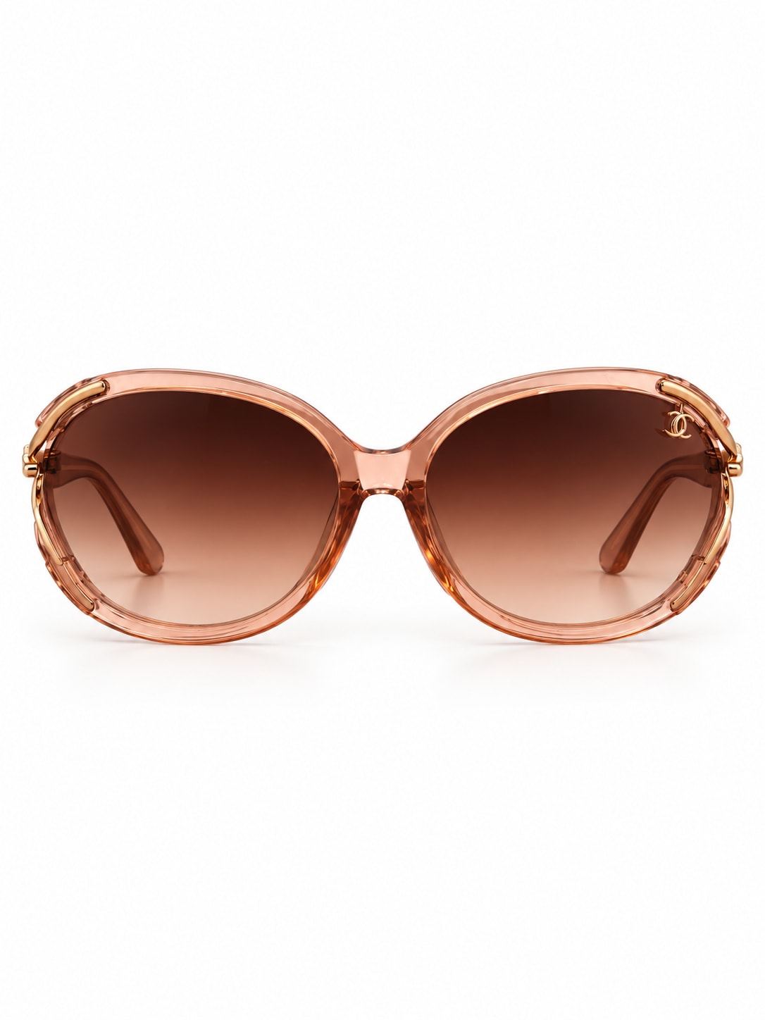 Brown Crystal Round Sunglasses