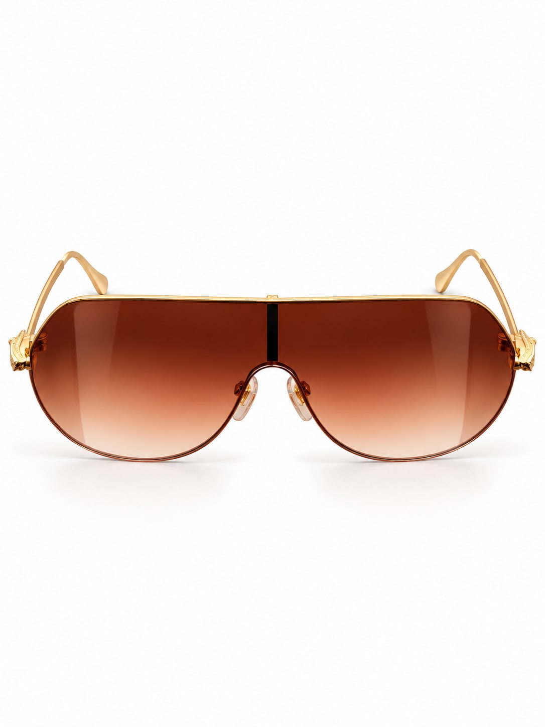 Brown Rimless Shield Sunglasses