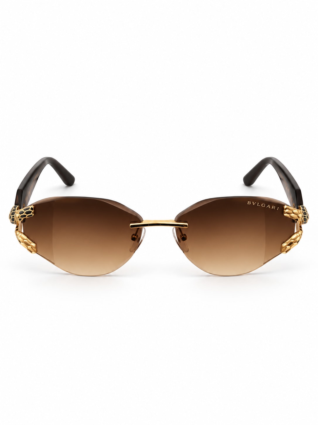 BVLGARI RIMLESS SUNGLASSES (BROWN/GOLD)