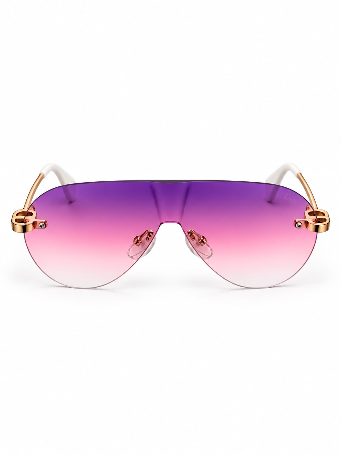 Pink Gradient Gold-Temple Shield Sunglasses
