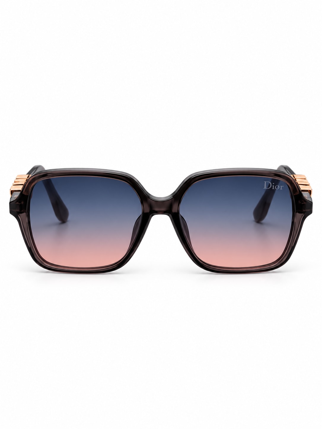 Black Rounded Square Decorative-Hinge Sunglasses