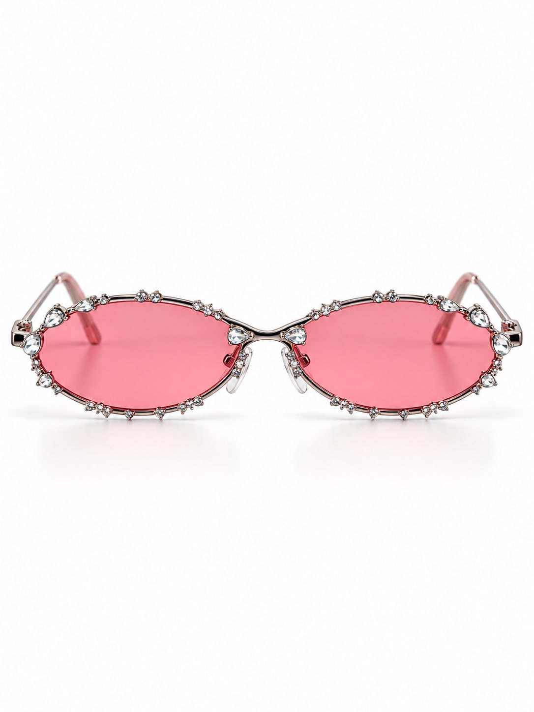 DIOR PINK OVAL SILVER CRYSTAL SUNGLASSES