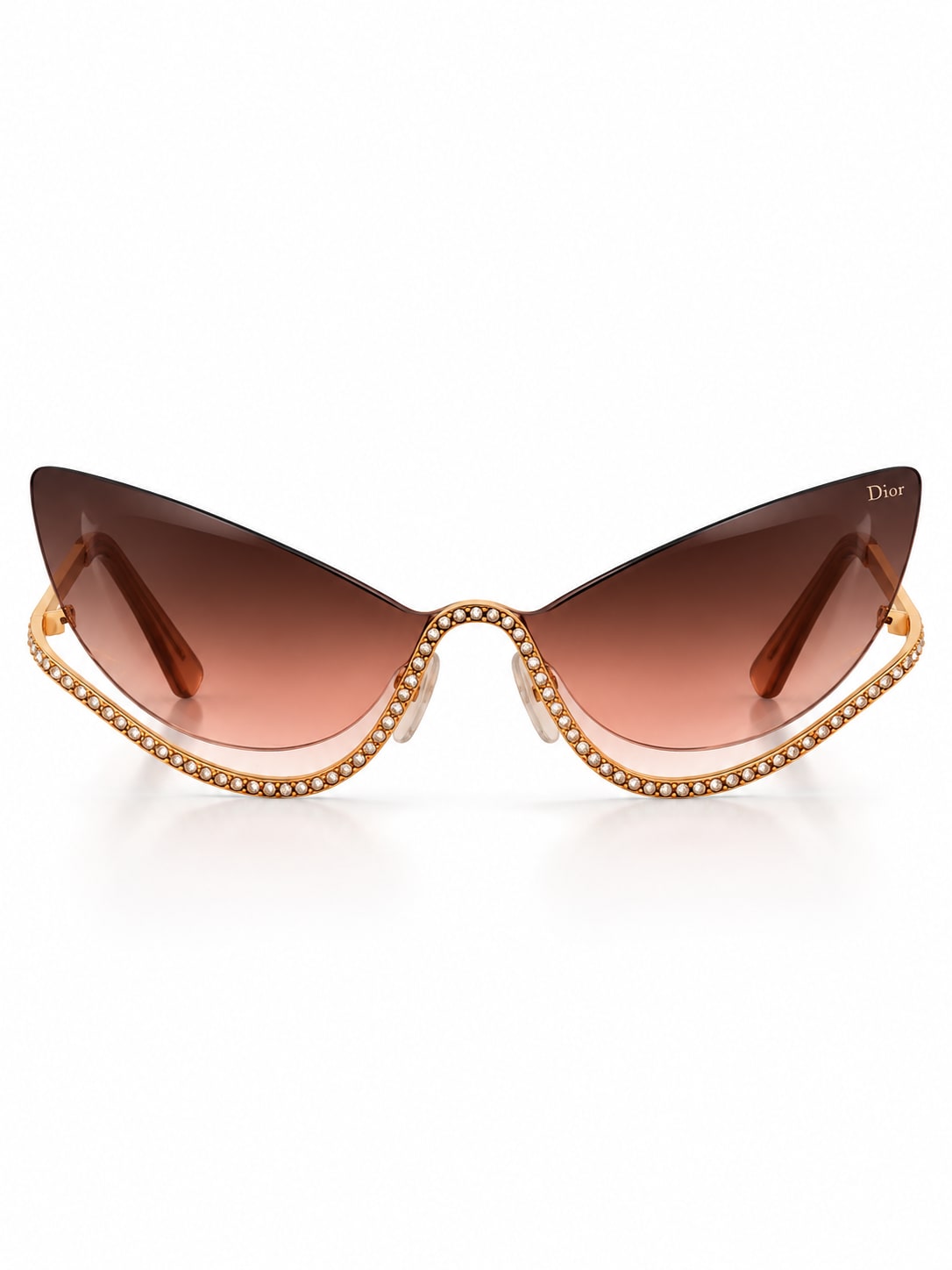 DIOR BROWN GOLD-CHAIN WING SUNGLASSES