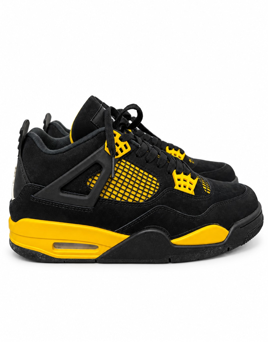 AIR JORDAN 4 RETRO THUNDER — BLACK / YELLOW