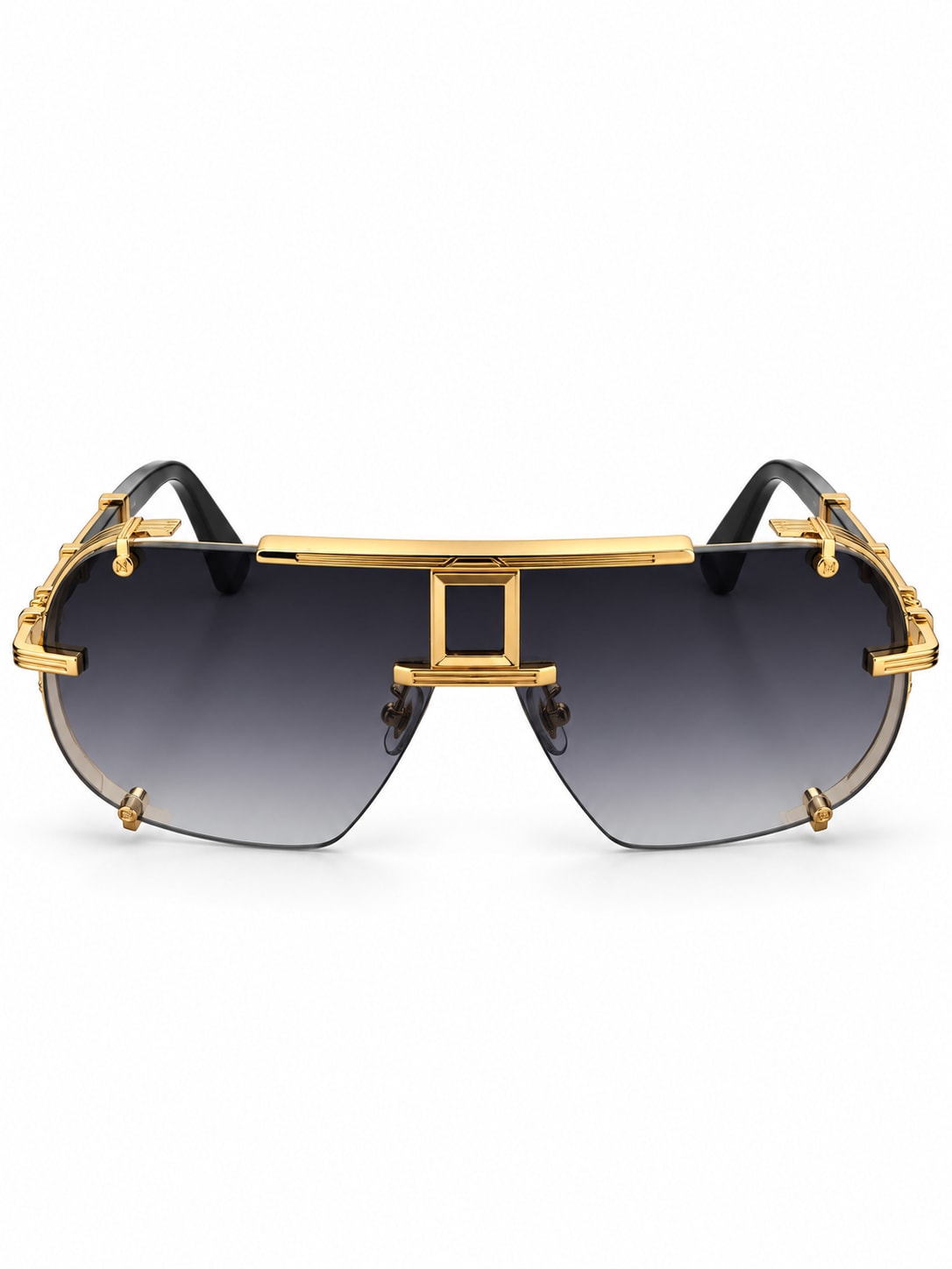 SMOKE GRADIENT GOLD HARDWARE SHIELD SUNGLASSES