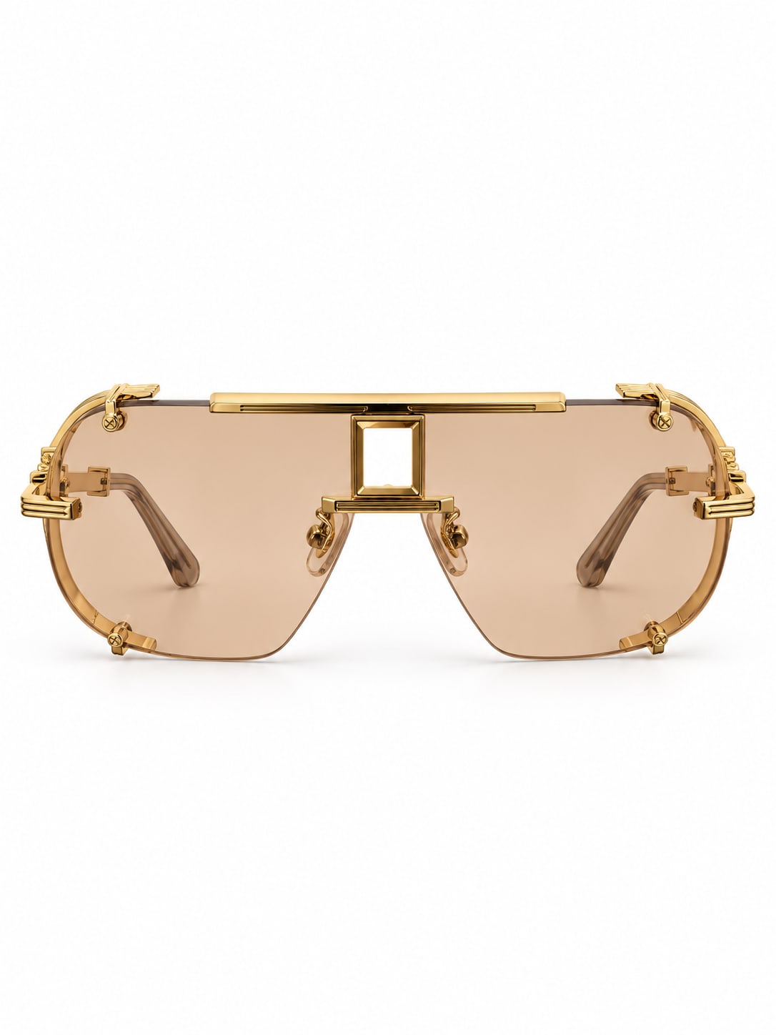 PEACH GOLD HARDWARE SHIELD SUNGLASSES