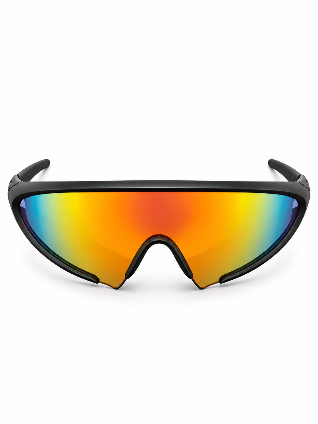BLACK RAINBOW MIRROR SPORTS SHIELD SUNGLASSES