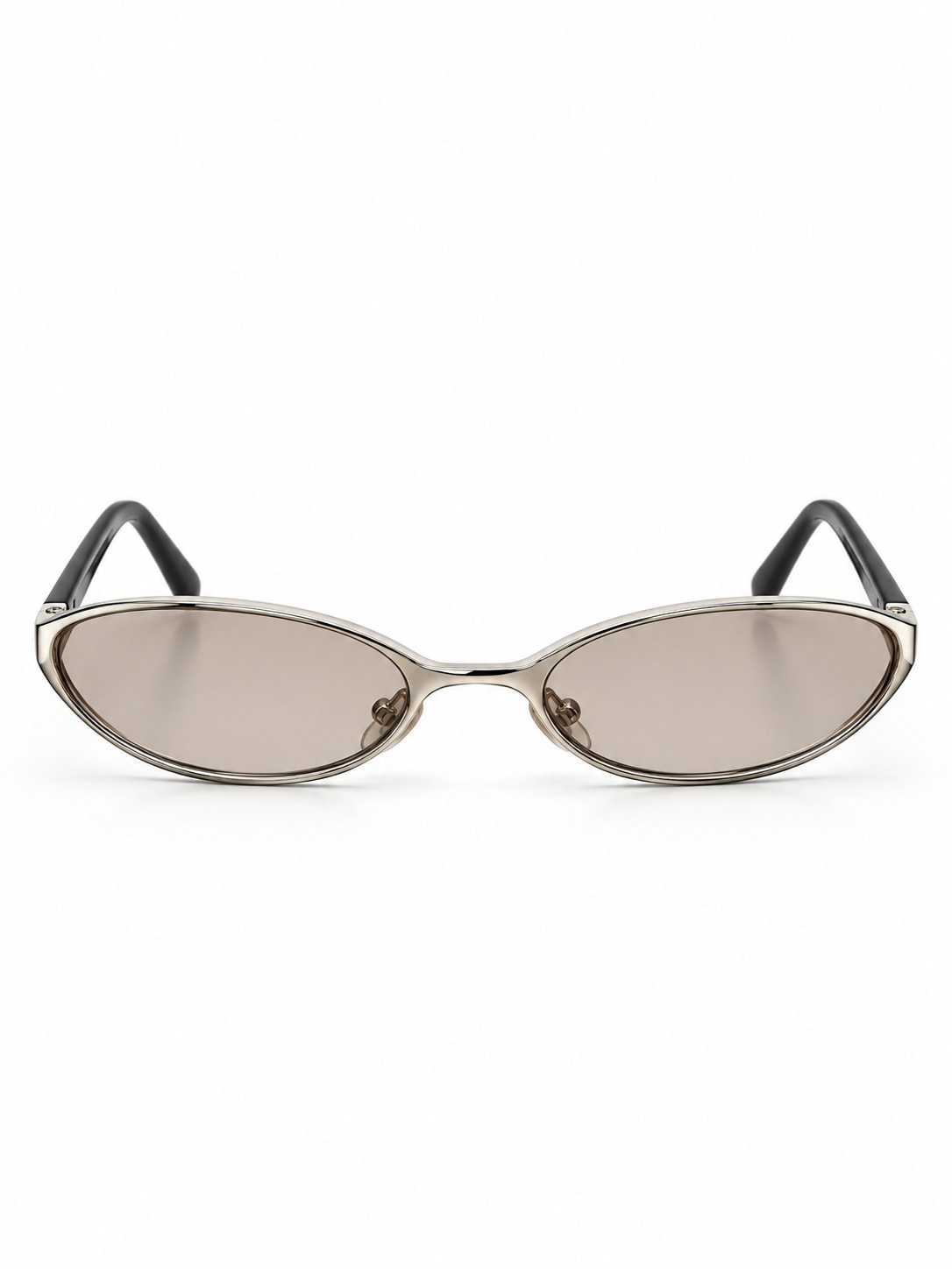SILVER TAUPE OVAL METAL FRAME SUNGLASSES