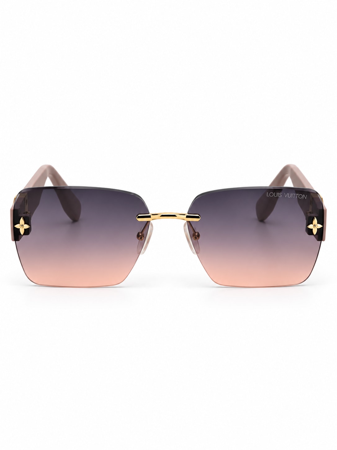 LOUIS VUITTON PINK TEMPLE RECTANGULAR RIMLESS SUNGLASSES