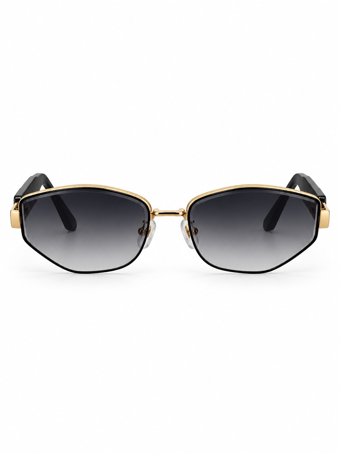 BLACK GOLD RIM OVAL SUNGLASSES