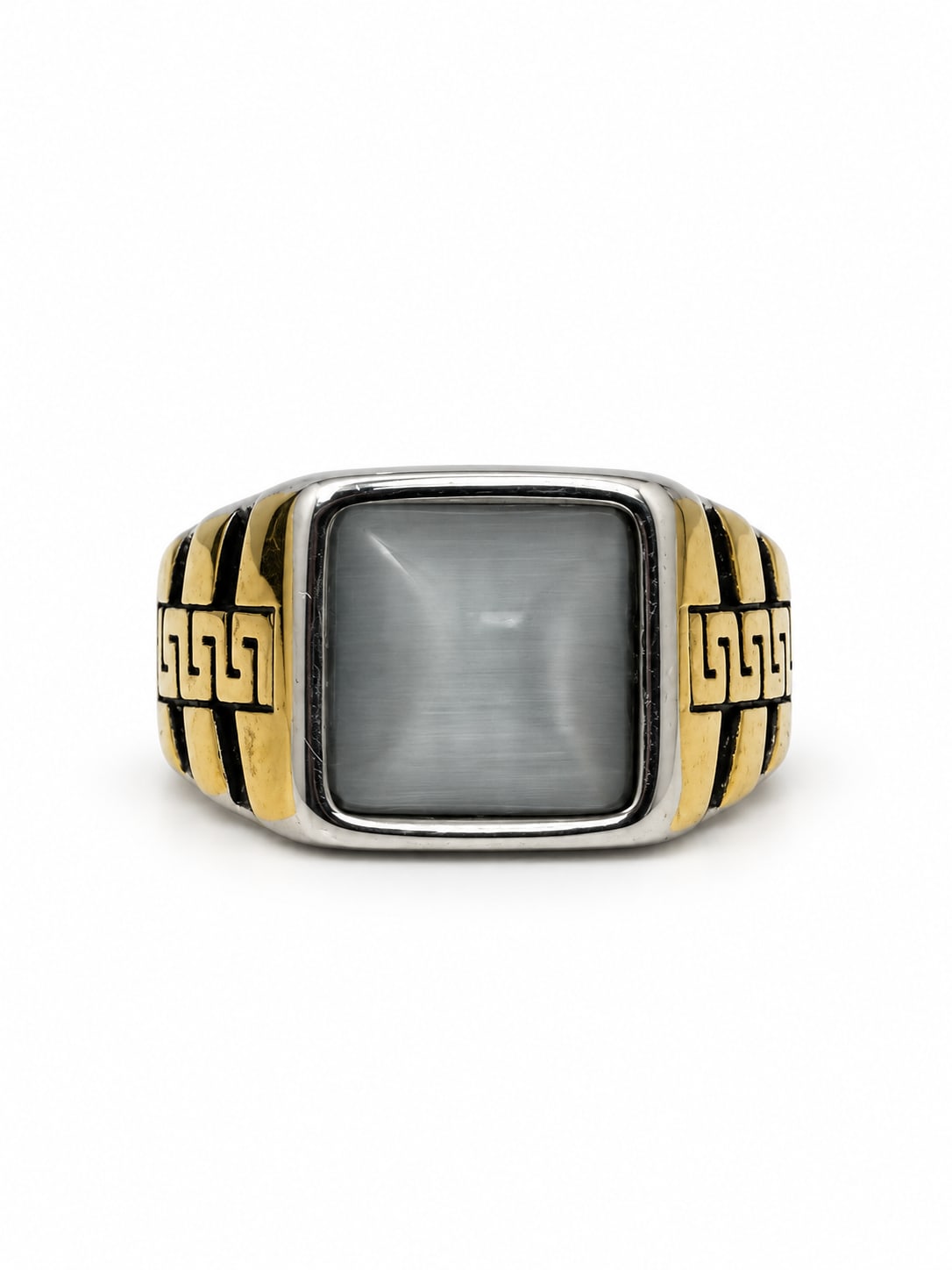 GREY SQUARE STONE GEOMETRIC SIGNET RING