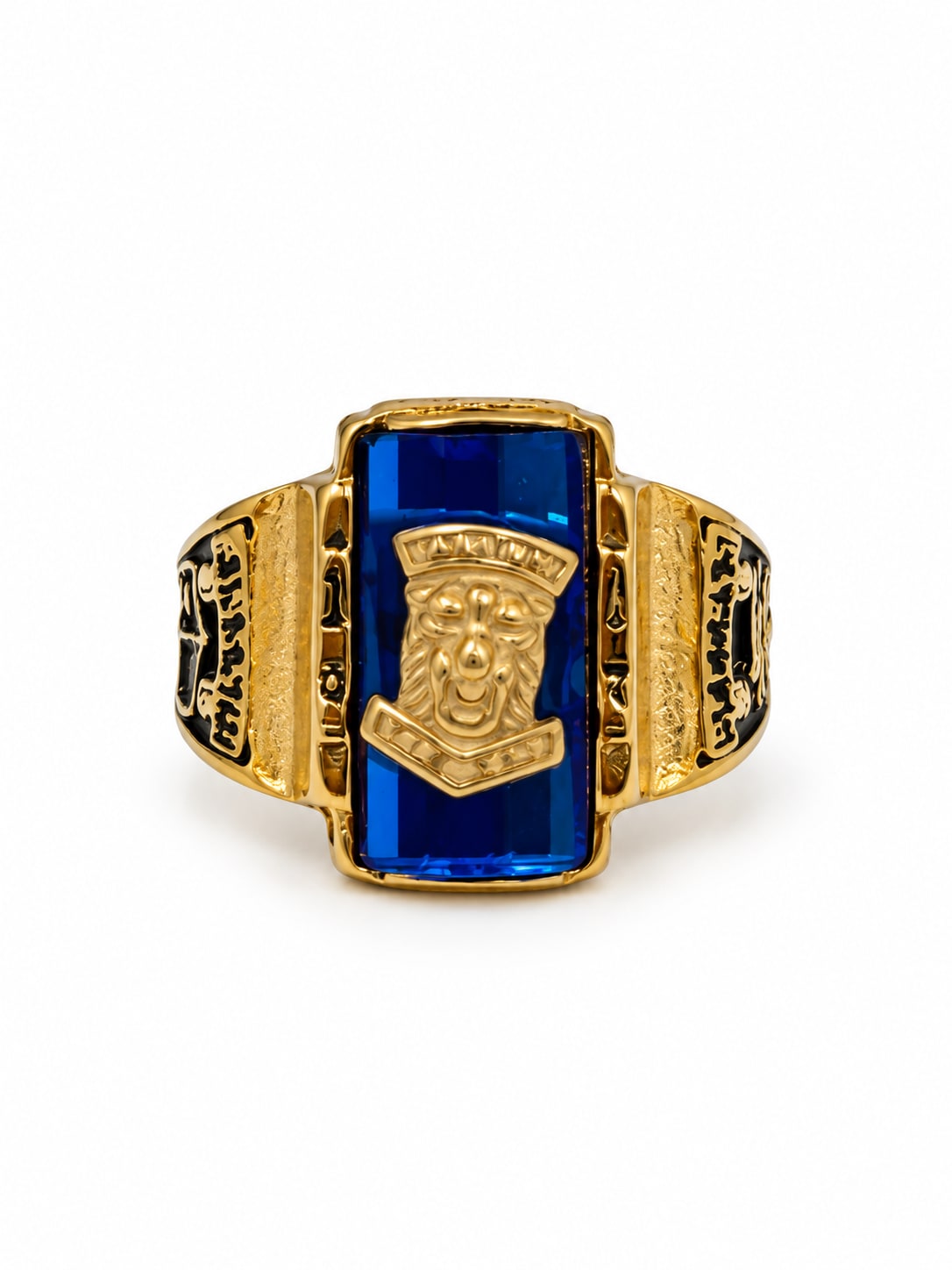 BLUE RECTANGULAR STONE CREST SIGNET RING