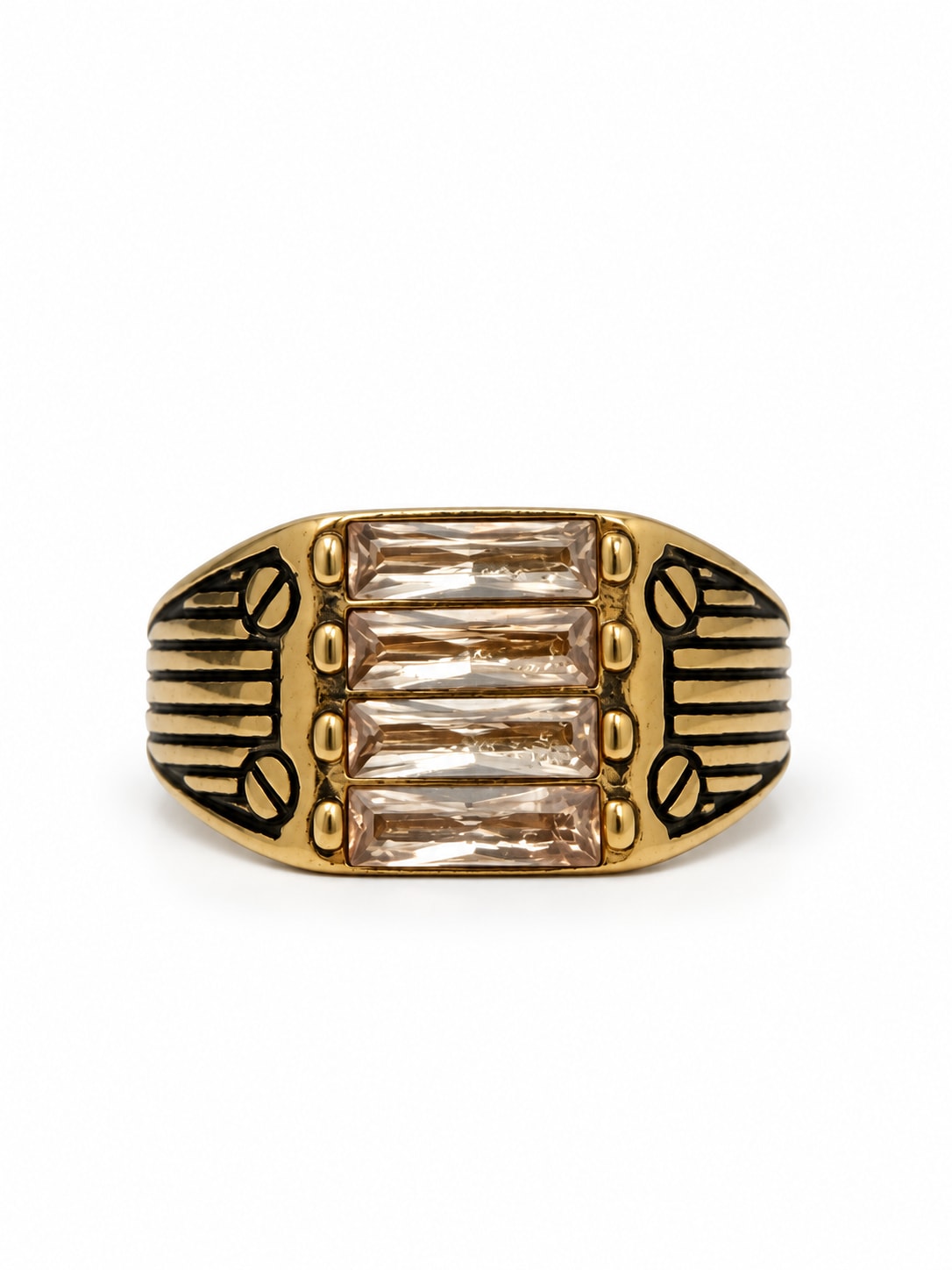 CHAMPAGNE BAGUETTE STONE SIGNET RING