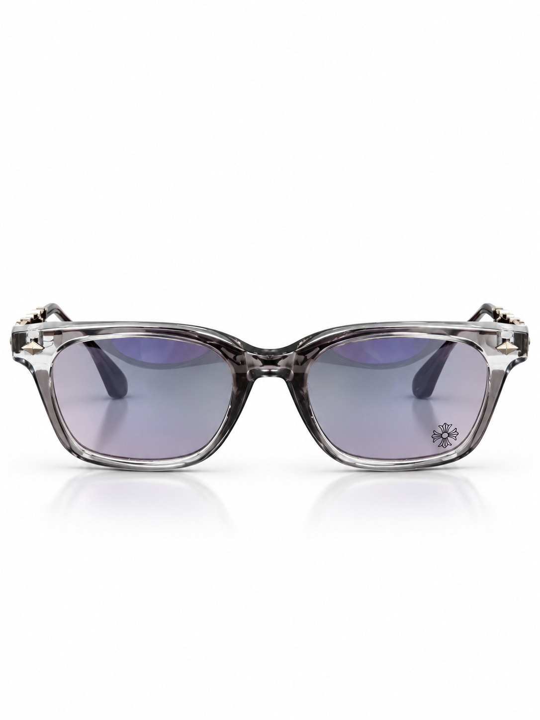 SMOKE SQUARE ORNATE TEMPLE SUNGLASSES