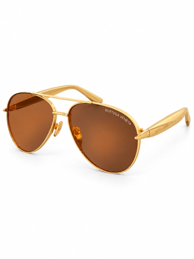 PORSCHE DESIGN GOLD AMBER LARGE AVIATOR SUNGLASSES