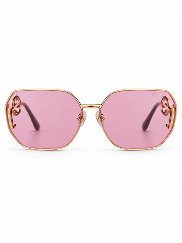 GUCCI GOLD PINK AVIATOR SUNGLASSES