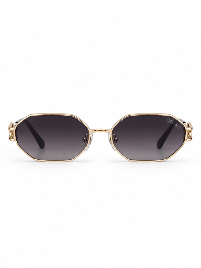 CELINE GOLD OVAL GREY LENS SUNGLASSES