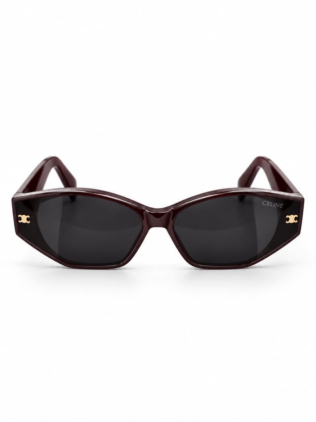 CELINE BURGUNDY ROUNDED CAT EYE SUNGLASSES