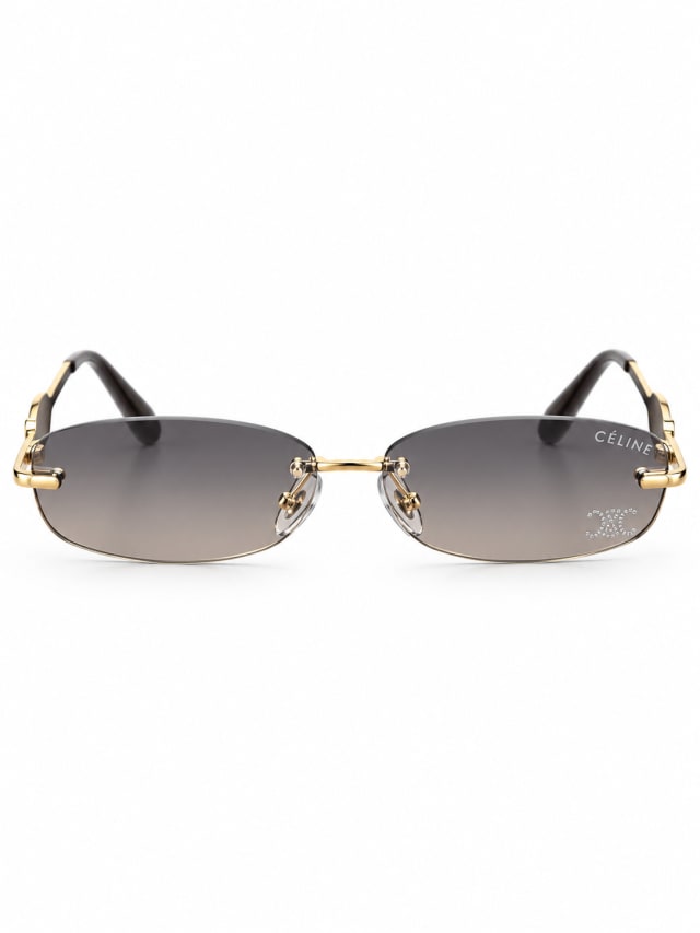 CELINE SILVER RIMLESS GREEN TEMPLE SUNGLASSES