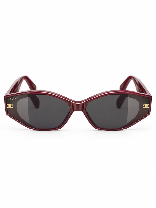 CELINE BURGUNDY ANGULAR CAT EYE SUNGLASSES