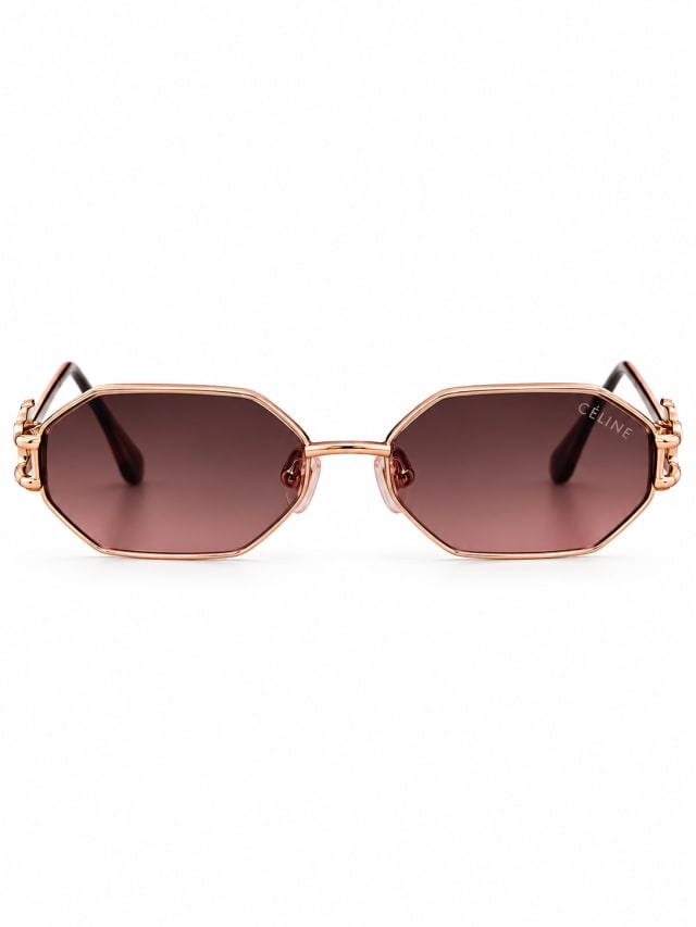 CELINE ROSE GOLD POLYGON RIMLESS SUNGLASSES